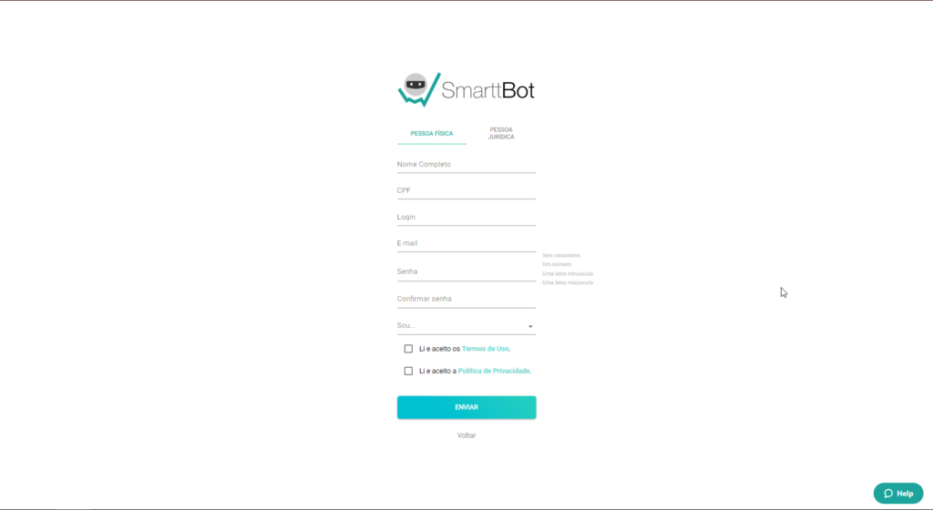 Como criar robo smarttbot cadastro